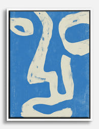 Bold Blue Minimal Face Canvas Print White