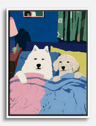Cozy Canine Companions Canvas Print White