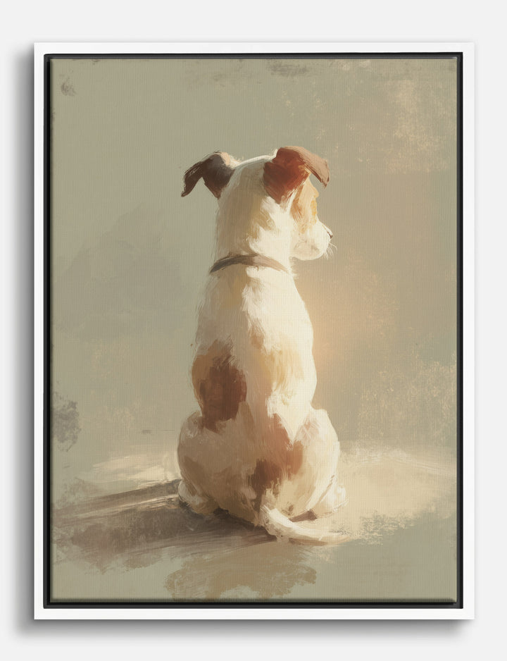 Sunlit Pup Reflection Canvas Print White