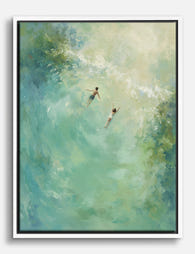 Tranquil Swim Duo Canvas Print White