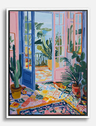 Matisse Inspired Botanical Room Canvas Print White