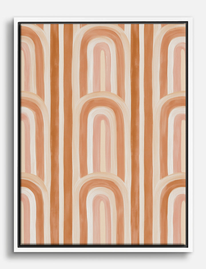 Terracotta Arch Brushstrokes Canvas Print White