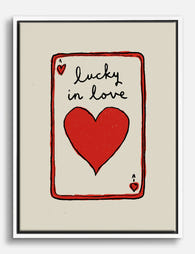 Lucky in Love Heart Card Canvas Print White