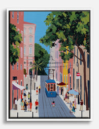 Lisbon Summer Stroll Canvas Print White