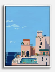 Rooftop Summer Escape Canvas Print White