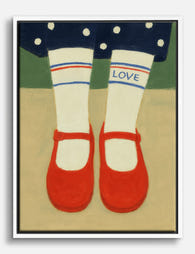 Love & Red Ballerinas Canvas Print White