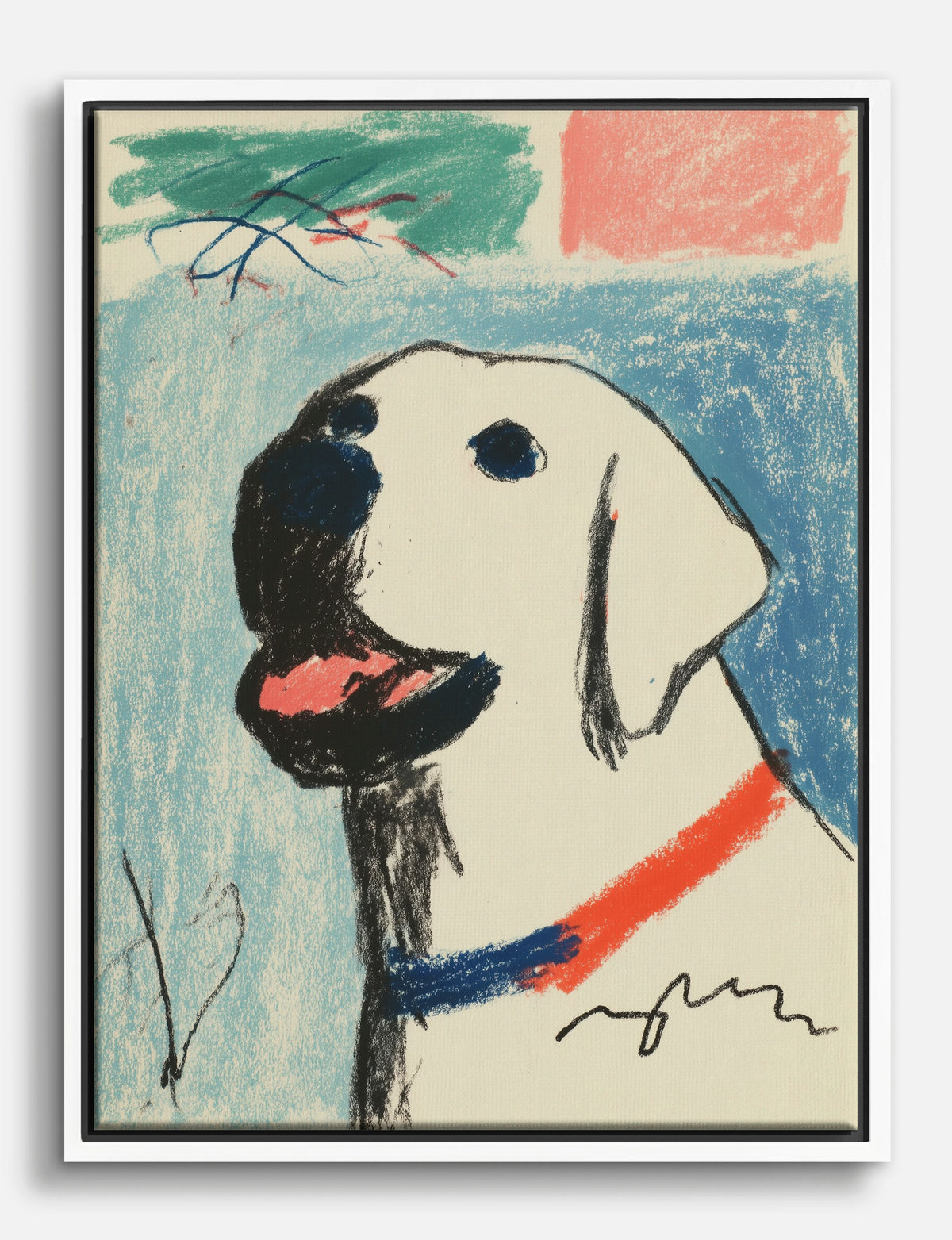 Playful Pup Portrait Canvas Print White