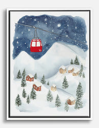 Alpine Winter Village Canvas Print White