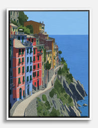 Cinque Terre Seaside Charm Canvas Print White