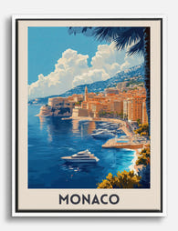 Monaco Coastal Escape Canvas Print White