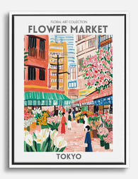 Tokyo Blossom Market Canvas Print White
