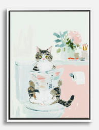 Cat’s Quiet Moment Canvas Print - White