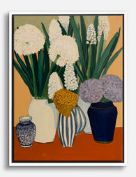 Modern Botanical Vases Canvas Print White