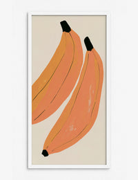 Two Bananas on Cream Art Print White